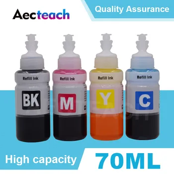 Aecteach 4 Imprimantă Color Vopsea de Cerneală de 70 ml Sticla T6641 T6642 T6643 T6644 Pentru Epson EcoTank L1300 L850 L3050 L3060 L3070 L364 L382 P