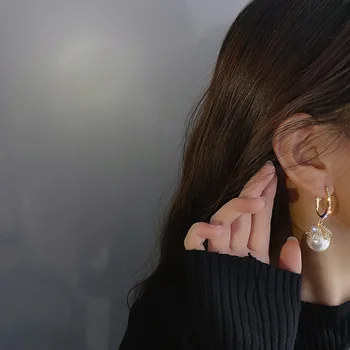 Coreeană Elegant Lux Strălucitoare Stras Cerc Perla Picătură Cercei Pentru Femeile Fata Dulce Petrecere De Moda Bijuterii Cadouri
