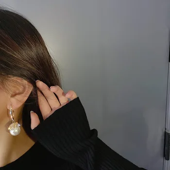 Coreeană Elegant Lux Strălucitoare Stras Cerc Perla Picătură Cercei Pentru Femeile Fata Dulce Petrecere De Moda Bijuterii Cadouri