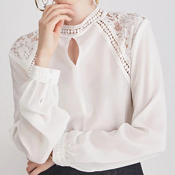 Shintimes Toamna 2020 Doamnelor Dantela Elegante, Camasi Cu Maneca Lunga Bluza Gol Afară Bluze Tricou Vrac Topuri Pentru Femei Haine De Moda