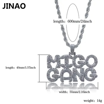 MIGO GASCA Bărbați Hip Hop Scrisoare Coliere si Pandantiv Bijuterii de Gheață Afară de Zircon Cubic de Aur de Argint de Culoare Colier de Cadouri