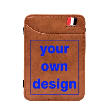 PROPRIUL Design Logo-ul de Brand/Imagine din piele Personalizate portofele magie Moda barbati Femei clipuri de bani card pungă titular de numerar