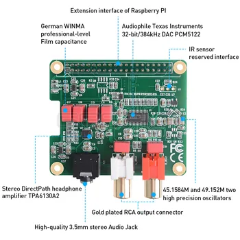 GeeekPi Raspberry Pi 4 Model B DAC placă de Expansiune PCM5122 Audio HIFI Modul de Utilizare Pentru Raspberry Pi 4B/3B+/3B/2B