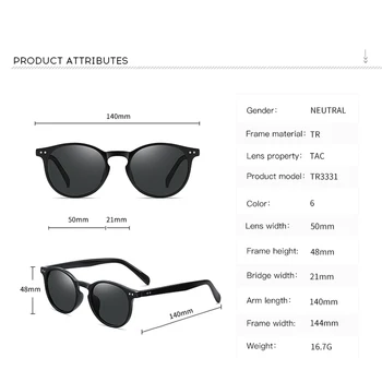 Retro ochelari de Soare Polarizat Europene și Americane Clasice Cadru Rotund ochelari de Soare Femei și Bărbați ochelari de Soare Moda AE0966