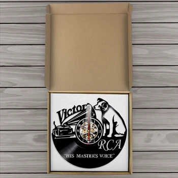 Victor RCA Record de Vinil Ceas de Perete Drăguț Cățeluș Câine Design Cadou Handmade, Decor Acasă Vintage Agățat de Perete de Arta Ceasuri ceasuri de Perete