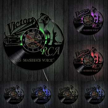 Victor RCA Record de Vinil Ceas de Perete Drăguț Cățeluș Câine Design Cadou Handmade, Decor Acasă Vintage Agățat de Perete de Arta Ceasuri ceasuri de Perete