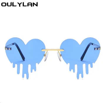 Oulylan în formă de Inimă fără ramă de ochelari de Soare Femei Bărbați Vintage Colorate, Ochelari de Soare Doamnelor Elegante Picură Ochelari de soare UV400 Ochelari de protecție