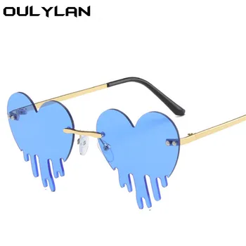 Oulylan în formă de Inimă fără ramă de ochelari de Soare Femei Bărbați Vintage Colorate, Ochelari de Soare Doamnelor Elegante Picură Ochelari de soare UV400 Ochelari de protecție