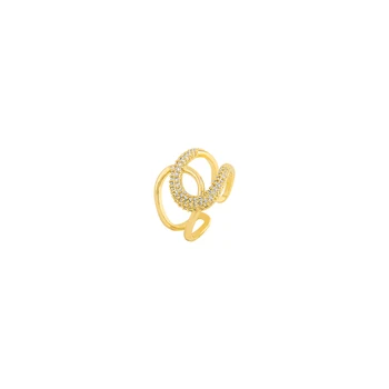 Cupru rafinat zircon incrustate cruce neregulate inel de înaltă calitate temperament de deschidere reglabil femei coreeană bijuterii inel