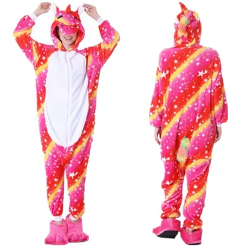 Noul Unicorn Kigurumi Scutec Pentru Adulti Femei De Animale Pijamale Costum De Flanel Moale Cald Sleepwear Onepiece Iarna Salopeta Pijama