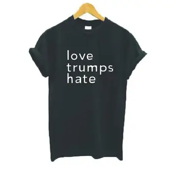 Iubirea Bate Ură Scrisoarea Imprimate Tricou Femme Maneci Scurte O-gât Alb Negru T-shirt Femei Topuri Harajuku Amuzant Femei Tricouri