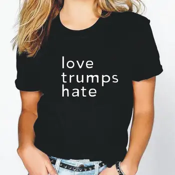 Iubirea Bate Ură Scrisoarea Imprimate Tricou Femme Maneci Scurte O-gât Alb Negru T-shirt Femei Topuri Harajuku Amuzant Femei Tricouri
