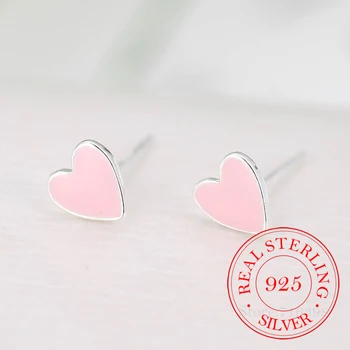 Argint 925 Glazura Roz Inima Drăguț Stud Cercei Pentru Femeile 2018 Vara Noi de Bijuterii pendientes EH735