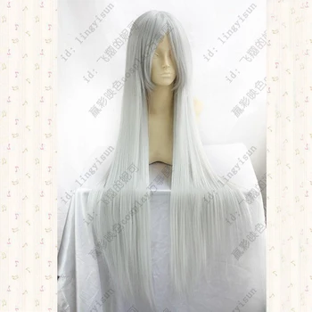 Anohana.Honma 100cm,Gri Argintiu lung și drept cosplay peruca par sintetic +capac de peruca