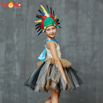 Indian Princess Pocahontas Fete Rochie Tutu Copii Fantezie Carnaval Costum De Halloween Pentru Copii Manual Partid Rochie Din Tul
