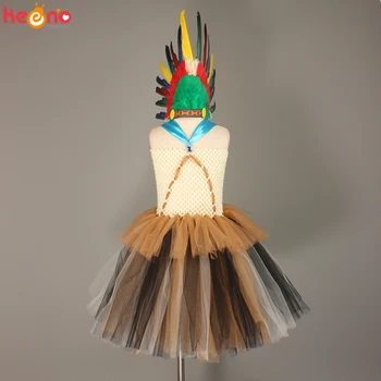 Indian Princess Pocahontas Fete Rochie Tutu Copii Fantezie Carnaval Costum De Halloween Pentru Copii Manual Partid Rochie Din Tul