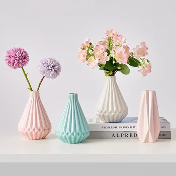 Ceramice uscate de flori delicate vaza stil de design modern living, dormitor decor acasă vaza cu dungi de trei-dimensional vaza