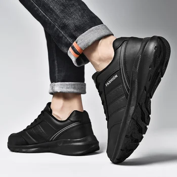 Mens Populare Pantofi Casual Din Piele Neagră Clasic Încălțăminte De Vară Adidași De Sex Masculin În Aer Liber Pantofi De Funcționare Zapatos De Hombre De Iarnă Om