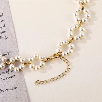 Vienkim 2020 Elegant Floare Perla Cravată Coliere Pentru Femei Monedă De Aur Bow Nod Pandantiv Colier Cu Lanț Lung De Bijuterii Cadouri Partid