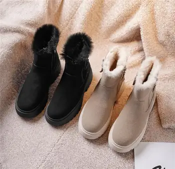 2020 de Iarnă Pantofi pentru Femei Cald Blana Femei Cizme de Zăpadă Platforma Glezna Cizme dantela-Fermoar de sex Feminin Pantofi Botine