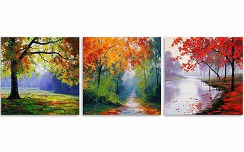 3 Bucăți 4 Sezon Copac Imagini de Perete pentru Living Home Decor colorat copaci, peisaj Picturi, arta de Perete pentru Decor dormitor