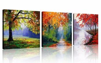3 Bucăți 4 Sezon Copac Imagini de Perete pentru Living Home Decor colorat copaci, peisaj Picturi, arta de Perete pentru Decor dormitor