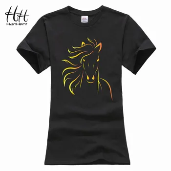 HanHent Brand de Design de Imprimare Cal Femei T shirt 2018 Noua Moda de Vara cu Maneci Scurte Tricou Fete Sexy Negru T-Shirt Harajuku