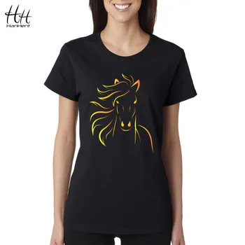 HanHent Brand de Design de Imprimare Cal Femei T shirt 2018 Noua Moda de Vara cu Maneci Scurte Tricou Fete Sexy Negru T-Shirt Harajuku