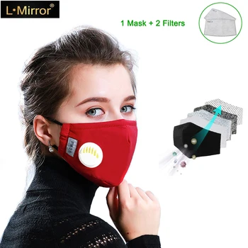 L. Oglindă Unisex Respirator Mască de Respirație Supapa de Bumbac Lavabil Filtru de Carbon activ PM2.5 Gura Măști și Măști Copil