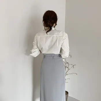 HziriP OL Elegant de Bază cu Dungi Tricou Femei 2020 Nou Toamna de Moda Chic, Bluze Largi, cu Maneci Lungi Rever Tricouri Femme Blusas