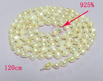 120CM 8-9mm autentic baroc de apă dulce colier de perle albe
