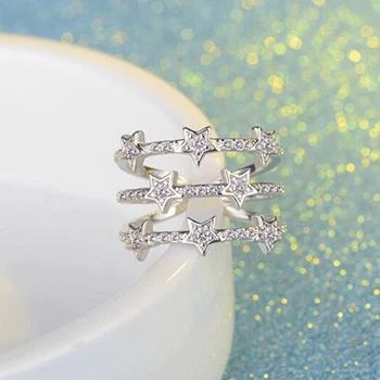 Hot de Moda de Argint 925 Multi-Strat CZ Inele de Zirconiu Pentru Femei care pot fi Stivuite Stele anillos Redimensionabilă Inele Bague