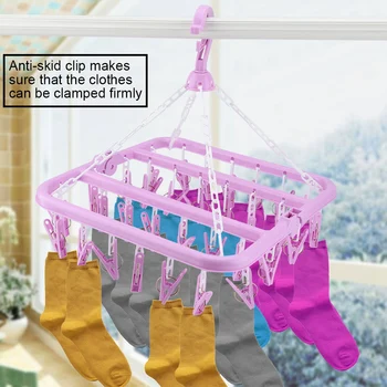 32 Clipuri Pliere Windproof Haine de Uscare Raft Multifunctional din Plastic pentru Adulti pentru Copii Lenjerie de corp Șosete Cuier Economisi Spațiu