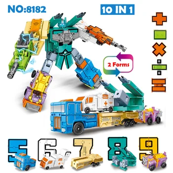 10BUC Transformare Număr Robot de Jucărie Blocuri de Deformare Buzunar Morphers de Învățământ figurina Jucarie pentru Copii