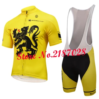 NOUĂ Bărbați Belgia Flandra echipa galben jersey Ciclism biciclete purta haine de Ciclism maillot ropa ciclismo gel