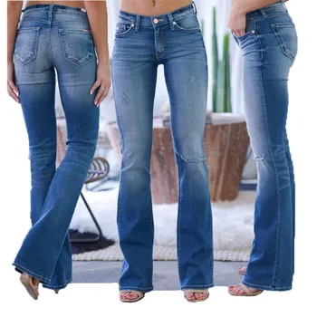 2020 Primăvară Talie Mare Flare Jeans Skinny Spălare Denim Largi Picior Pantaloni Pentru Femei Pantaloni Plus Dimensiune Pantaloni Evazați Femei Joggeri