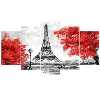 ArtSailing HD imprimare 5 bucată de pânză de artă Paris Turnul Peisaj panza de imprimare de decorare imagini Postere pentru camera de zi PC-8572C