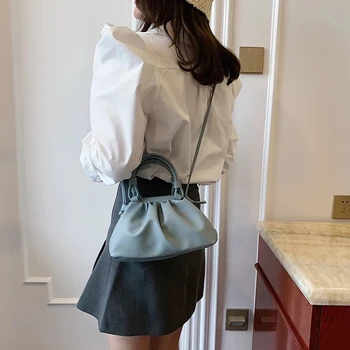 Cutat geantă de mână 2020 Femeie de Moda Geantă de Umăr din Piele PU de Tineret Doamnelor Sălbatice de Simplu Feminin de zi cu Zi Messenger Bag Tiffany Albastru