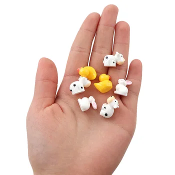 Mini 50pc AnimalResin Rața-Iepure Vaci Spate Plat DIY Artificiali în Miniatură Pictată de Mână Cabochon Rasina de Artizanat Joc Casă de Păpuși de Jucărie