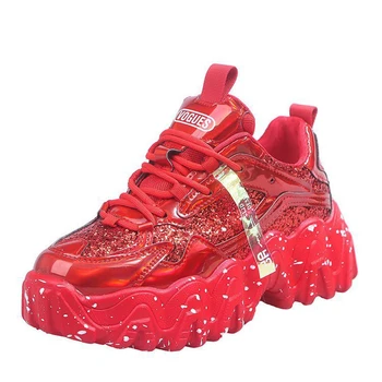 Femei Pantofi de Primăvară 2021 Noi Toate-Meci de Pantofi de Sport Roșu Net Gros cu Talpi de Pantofi Vechi Tendință de Moda Casual, Pantofi