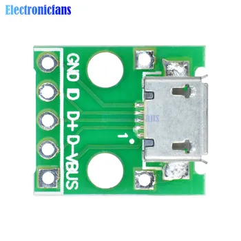 50Pcs/Lot MICRO USB la BAIE Adaptor 5Pin 2.54 mmDip de sex Feminin Conector Micro Usb de Tip PCB Avizier Converter