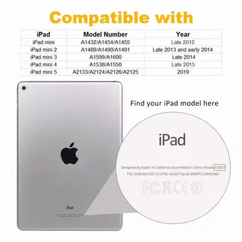 Pentru Apple iPad Mini 1 2 3 4 5 Inteligente Caz Acoperire Funda pentru iPad Mini5 7.9