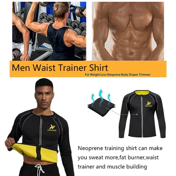 LANFEI Bărbați Sport Slimming Shirt Pierderea in Greutate Neopren Sauna Sudoare Vesta Costum de Talie Antrenor Body Shaper Rezervor de Top cu Maneca Lunga
