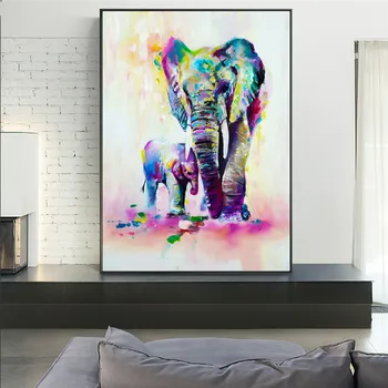 Graffiti Street Art Elefantul Și Cerbul Panza Pictura, Postere, Printuri Acuarelă Perete Imagine Cuadros Acasă Decorare Cameră Decor