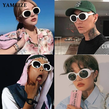 YAMEIZE 2020 NIRVANA, Kurt Cobain, Ochelari Ovale ochelari de Soare Femei la Modă de Epocă Retro ochelari de Soare Ochelari UV