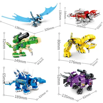 SEMBO Jucarii Copii 6IN1Transformation Robot Bloc Oraș Dinozaur Tyrannosaurus Rex constructor Cărămizi de jucărie Pentru Copii Cadouri