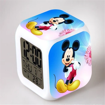 Desene animate Disney Ceasuri de Alarmă Stralucitoare Mickey Minnie Mouse Culoare LED Schimbare Ceas Deșteptător Copii Multifunctio Jucării Digitale Ceasuri de Alarmă