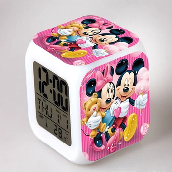 Desene animate Disney Ceasuri de Alarmă Stralucitoare Mickey Minnie Mouse Culoare LED Schimbare Ceas Deșteptător Copii Multifunctio Jucării Digitale Ceasuri de Alarmă
