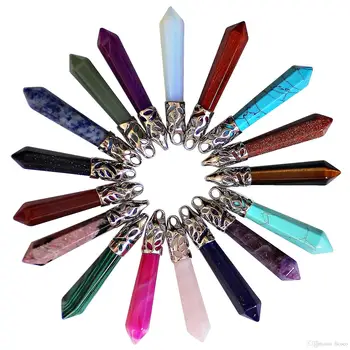 Margele din Piatra naturala de Vindecare de Cristal Colier Lung de Prismă Hexagonală Coloană Punct Pandantiv Chakra Cravată Bijuterii pentru Femei Fete