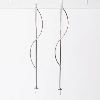 Earwire,solid 925 sterling silver ureche fir, cablu de link-ul lanț cercel din sârmă cu pandantiv conector, bijuterii DIY constatările argint